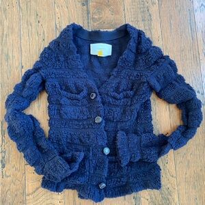 Leifsdottir xs navy cardigan, wool and cotton blend
